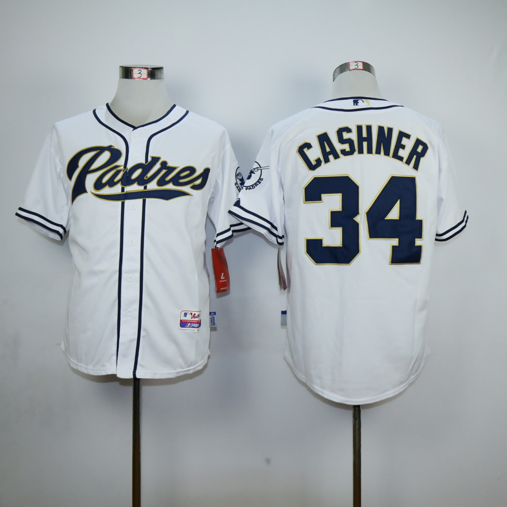 Men San Diego Padres #34 Cashner White MLB Jerseys->san diego padres->MLB Jersey